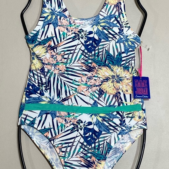NWT Emme Jordan Swim Wear tropical print one piece bathing suit size S - Picture 3 of 7